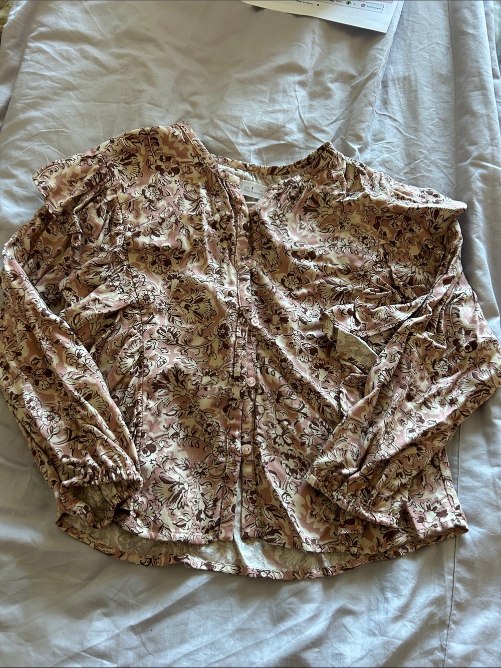 Zara Pink Floral Button-Front Blouse